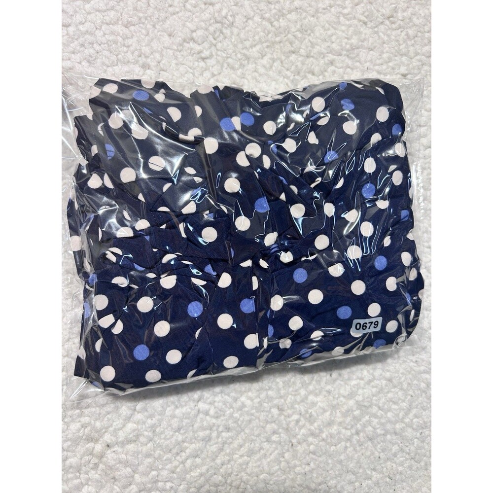 Anne Klein Womens Wrap Dress Size M Navy Blue White Polka DotFauxWrap LongSleeve - Picture 6 of 8